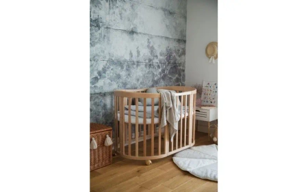 Waldin Owalne Łóżeczko 7w1 z materacem Natural