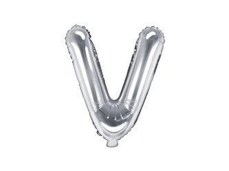 Balon foliowy litera "v", 35cm, srebrny