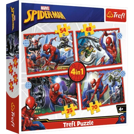 Puzzle Trefl 4w1 Bohaterski Spider-Man 