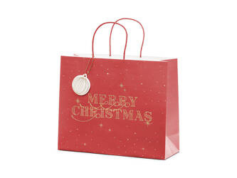 Torebka na prezenty Merry Christmas bordo 32,5x26,5x11,5cm 185197
