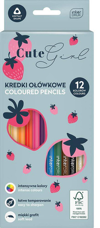 Kredki ołówkowe trój.12kol CUTE GIRL FSC100% 327116