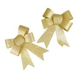 Zestaw kokard brokatowych 2szt złotych 225397