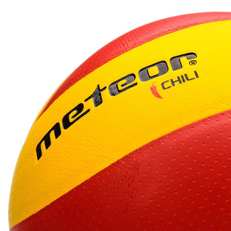 Piłka siatkowa meteor chili pu  żółto-czerwona 