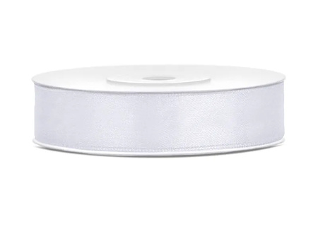 Tasiemka satynowa 12mm/25m biała party /30/