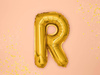 Balon foliowy litera "r", 35cm, złoty
