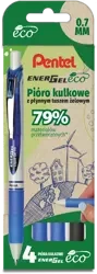Pentel Zestaw Piór kulkowych BL77 ECO 3niebieskie+1czarne 025198
