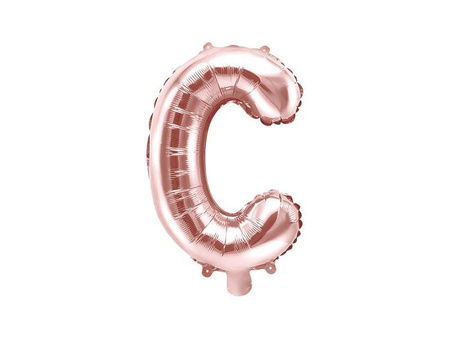 Balon foliowy litera "c", 35cm, różowe złoto