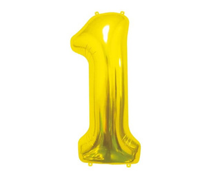 Balon foliowy B&C Cyfra 1 złota 85 cm AA 180909
