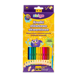 Strigo Kredki ołówkowe akwarelowe 12 szt + temperówka 944432