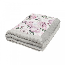 Kocyk Niemowlaka Peonie z minky glacier grey rozmiar 65x75 cm 411898