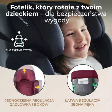 Kinderkraft XPAND 2 i-Size 100-150 cm Cherry Pearl Fotelik samochodowy 921935