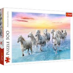 Puzzle Trefl 500 Białe konie w galopie 372892