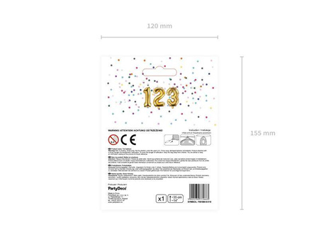 Balon foliowy cyfra 9 złoty 35cm 772663