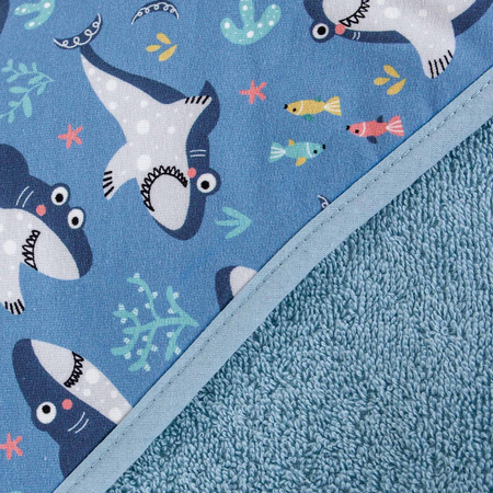 Ręcznik z kapturem printed line shark 100*100 ceba baby