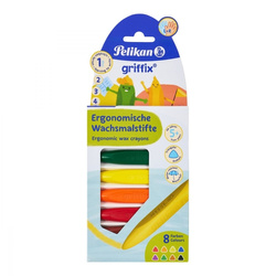 Pelikan Kredki świecowe 8kol trójk.wyp.Griffix 700834