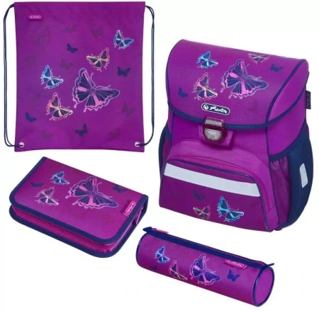 Herlitz tornister loop plus glitter butterfly 571065 z wyposażeniem