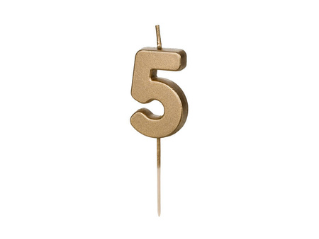 Świeczka urodzinowa Cyferka 5 4,5cm złoty 032347