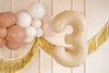 Balon foliowy cyfra 3 72cm beż 035065