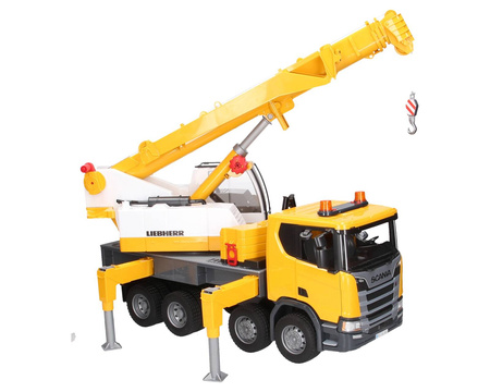 Bruder 03571 Scania Super 560R ciężarówka żółta z dużym dźwigiem Liebherr 035716