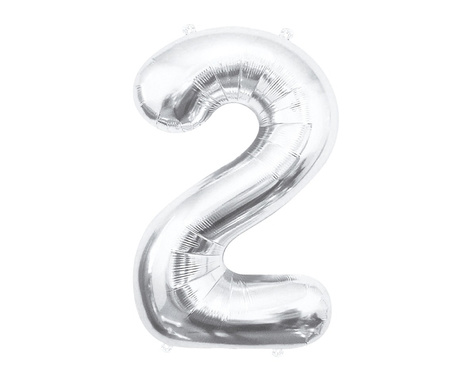 Balon foliowy B&C Cyfra 2 srebrna 85 cm 109436