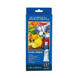 Farby olejne 12kol 12ml tuby flamingo 689899