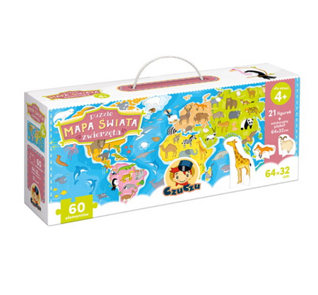 Czuczu: puzzle-mapa świata -zwierzęta 490098