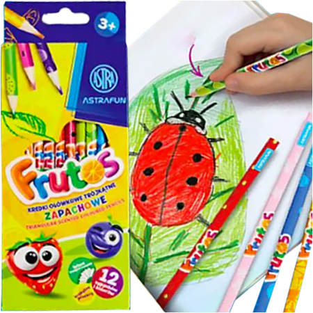 Kredki ołówkowe zapachowe trójkątne 12kol ASTRAFUN FRUTOS 211671