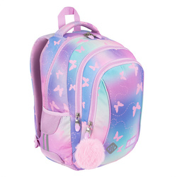 PLECAK 3-KOMOROWY STRIGHT BP-26 PINK BUTTERFLIES 680007