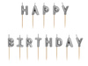Świeczki urodzinowe Happy Birthday 13szt 2,5cm srebrne 032712