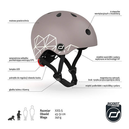 SCOOTANDRIDE Kask XXS-S dla dzieci 1-5 lat Brown Lines 965637