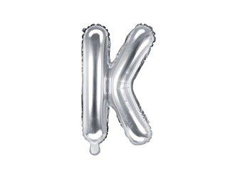 Balon foliowy litera "k", 35cm, srebrny