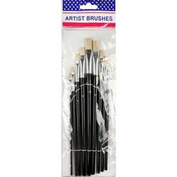 PĘDZLE ARTYSTYCZNE DO FARB OLEJNYCH 9szt płaskie 577 520863