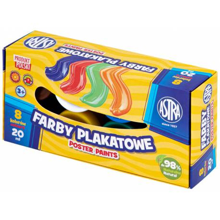 Farby plakatowe 8kol 20 ml Astra Standard 205151