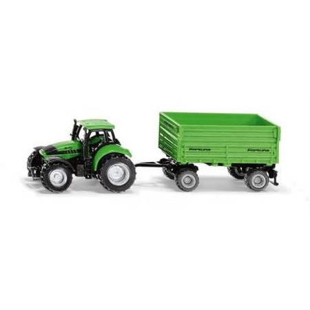 Siku 1606 Traktor Deutz-Fahr z przyczepą 2-osiwą Fortuna