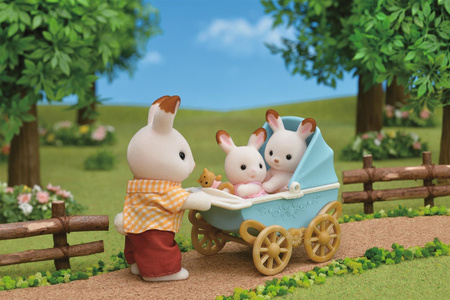 Sylvanian families 5432 zestaw bliźniaków królików + wózek