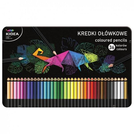Kredki Trójkątne W Metalowym Pudełku 36 Kolorów Kidea 085415