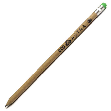 Ołówek z papieru kraftowego z zieloną gumką ECO Astra drum eco 36szt 172675