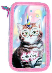 Piórnik podwójny z wyposażeniem my little friend - kot mkmk