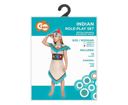 Zestaw dla dzieci Indianka Kolorowy Kwiat (sukienka, pasek, opaska) r.130/140cm 636694