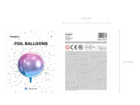 Balon foliowy Kula ombre 35cm fioletowo-niebieski 081172