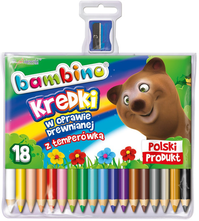 Maj kredki bambino 18kol w opr.drewn.+Temp.000348