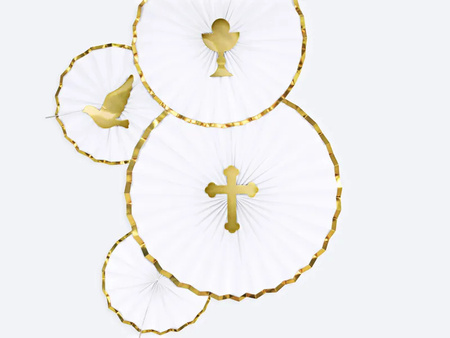 Toppery na tort Komunia Świeta 31,5cm 6szt złote 103542