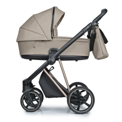 Roan wózek dziecięcy iVI 2.0 Vintage Collection Almond Sugar black perforated handle stelaż Champagne black perforated handle black tires