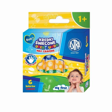 Kredki świecowe 6kol okrągłe super jumbo Astra Baby 183190