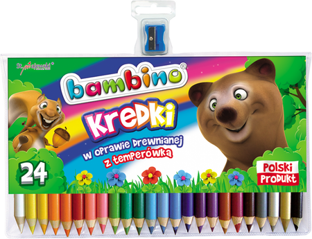 Kredki Bambino 24 kol. w oprawie drewnianej + temperówka 000447
