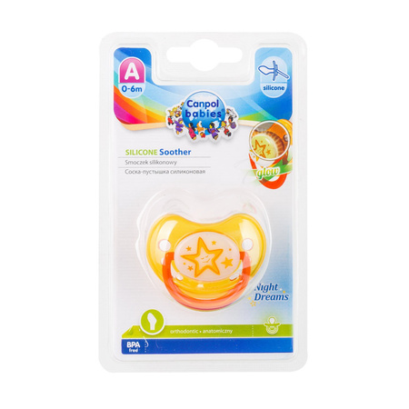 Canpol smoczek gryzak silikonowy świecący night dreams 0-6m 225005 