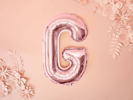 Balon foliowy litera "g", 35cm, różowe złoto
