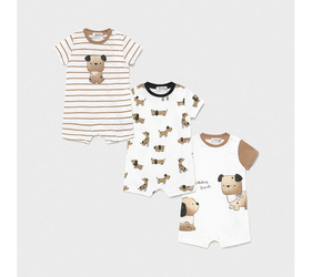 Mayoral set 3 pajacyki krótkie kolor 35 caramel rozmiar 2-4 m