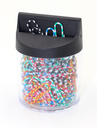 Spinacze w pojemniku z magnesem 28mm zebra 100szt 233079