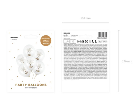 Balony 27cm I Komunia Święta Pure White 6szt 493262